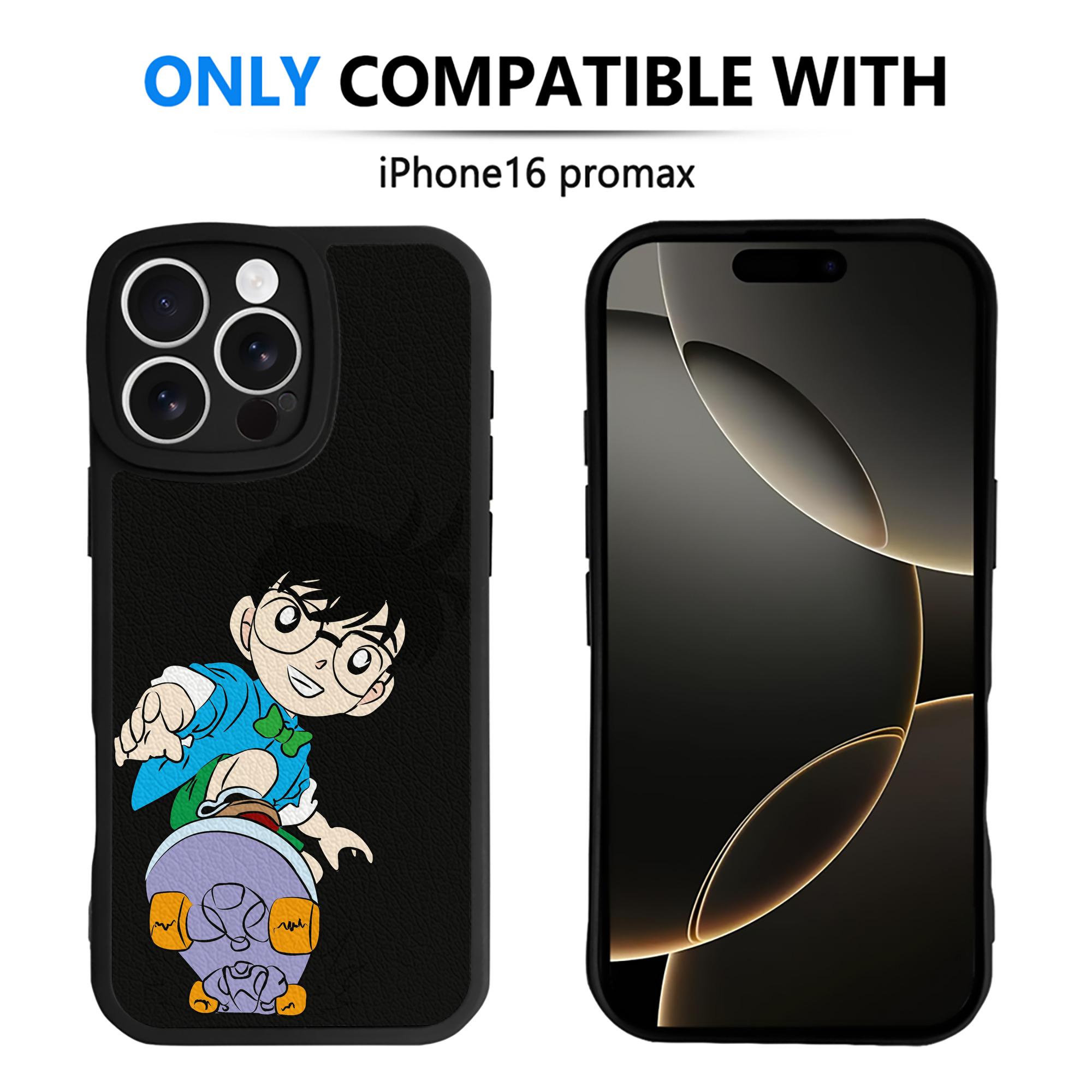 （画像用） 名探偵コナン 江戸川 コナン Detective Conan Conan Edogawa 【iPhone 16シリーズ対応】シリコンスマホケース（レザー調） 材質：シリコン